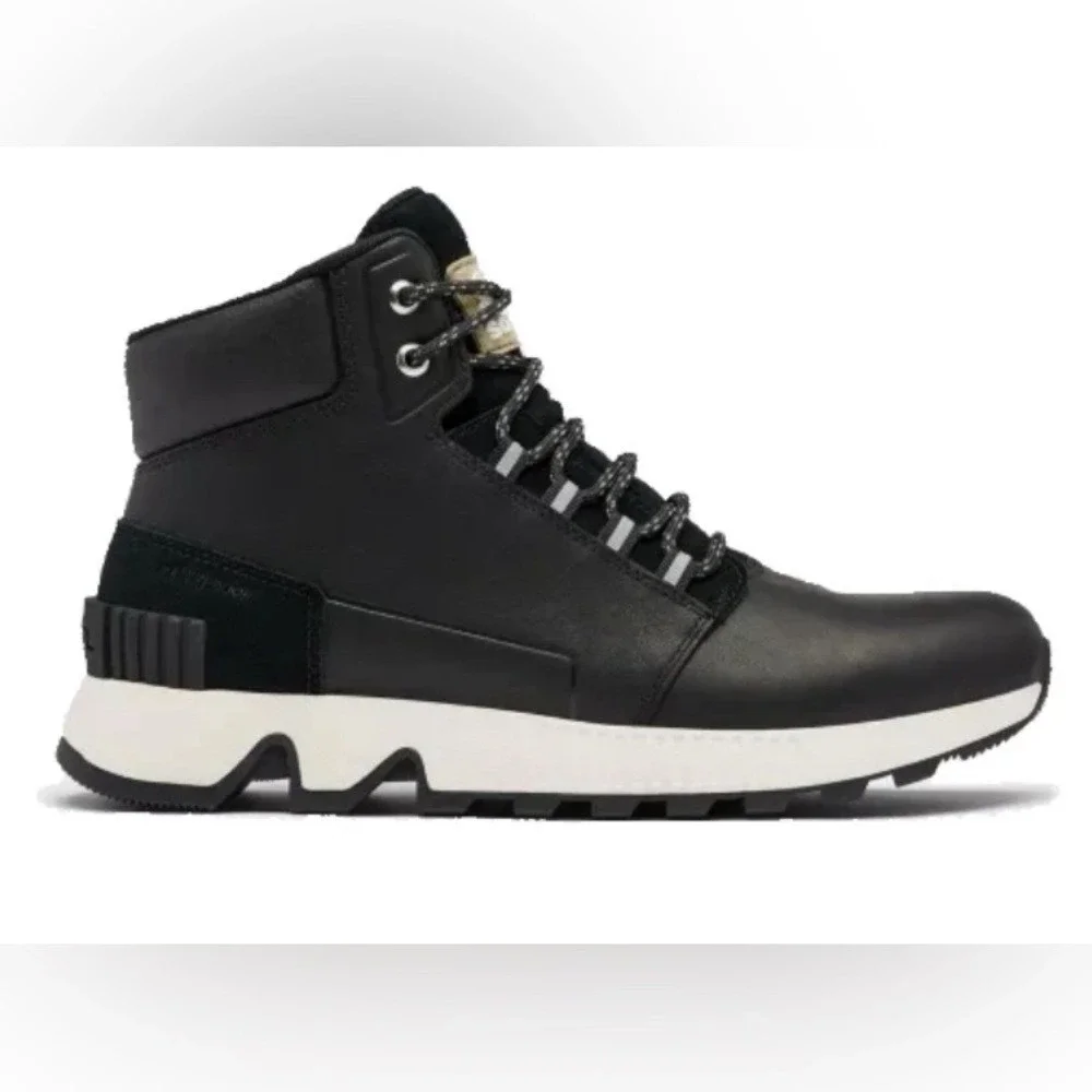SOREL MAC HILL MID LEATHER WATERPROOF BLACK MEN'S SNEAKER SIZE 9 NWOT